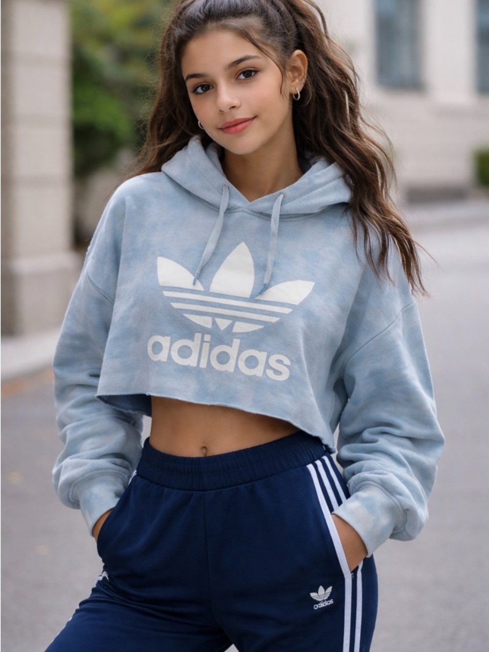 Adidas Kids Blue and Gray Hoodie Jogger Set